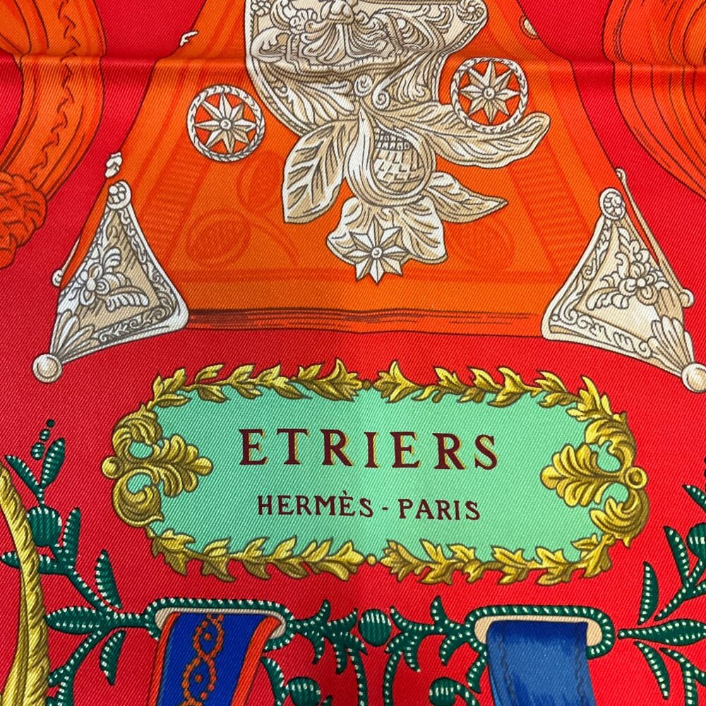 Hermes Red / Blue / Green Etriers Carre Vintage 70 Square Silk Twill Scarf - Picture 6 of 13